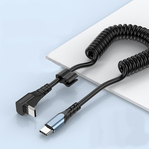 车载弹簧USB C数据电缆PD 60W/27w TYPE-C90度直角手机充电电缆TPU绕组电缆 - Product Image 4