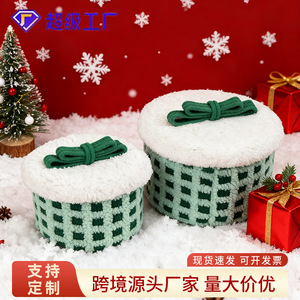 Christmas Storage <b>Box</b> Round Cotton With Lid For Sundries Magazines Cosmetics Toys - Product Image 5