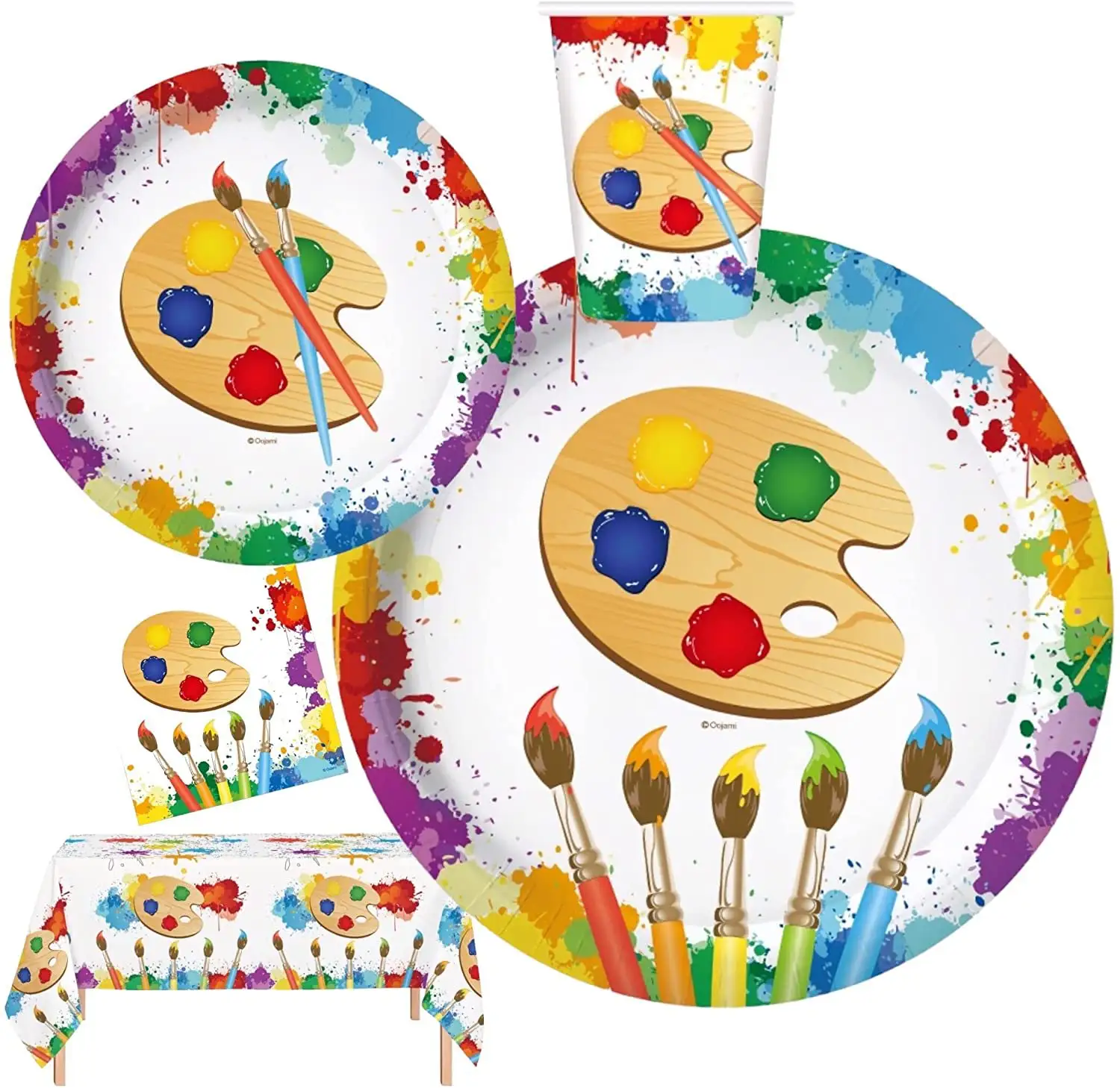 Art Paint Tablecloth Birthday Party Decorations Supplies Disposable Creative Artist Painting Theme Tableware for Kids
