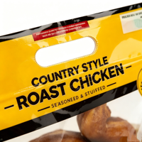 Sac de présentation pour poulet rôti de 1-3 kg, personnalisé en usine OEM, avec poignée découpée et fenêtre anti-buée, qualité alimentaire, résistant à l'huile et à la chaleur, pour rôtisserie
