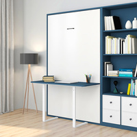 Lit mural pliant Murphy à succès, mobilier de chambre à coucher, lit Murphy avec bureau double pour bureau d'étude ou chambre d'amis