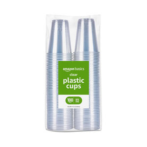 <span class=keywords><strong>Amazon</strong></span> Basics Petits gobelets jetables en <span class=keywords><strong>plastique</strong></span> transparent à paroi unique, 9oz, 100 unités pour boisson, café, jus, thé et soda - Product Image 1
