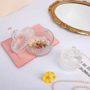 Bocal à bougies en cristal de verre pour le stockage des aliments, récipient/navire de bijouterie de cadeau de mariage de fête - Product Image 3