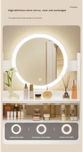 Coiffeuse et meuble de maquillage moderne pour chambre à coucher avec miroir éclairé et design à panneaux pour petit appartement, Nouveau modèle 2025 - Product Image 5