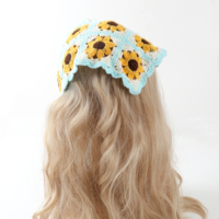 Bandeau crocheté floral mignon Boho cheveux Triangle tricoté marguerite bandeau vintage tête foulard pour filles