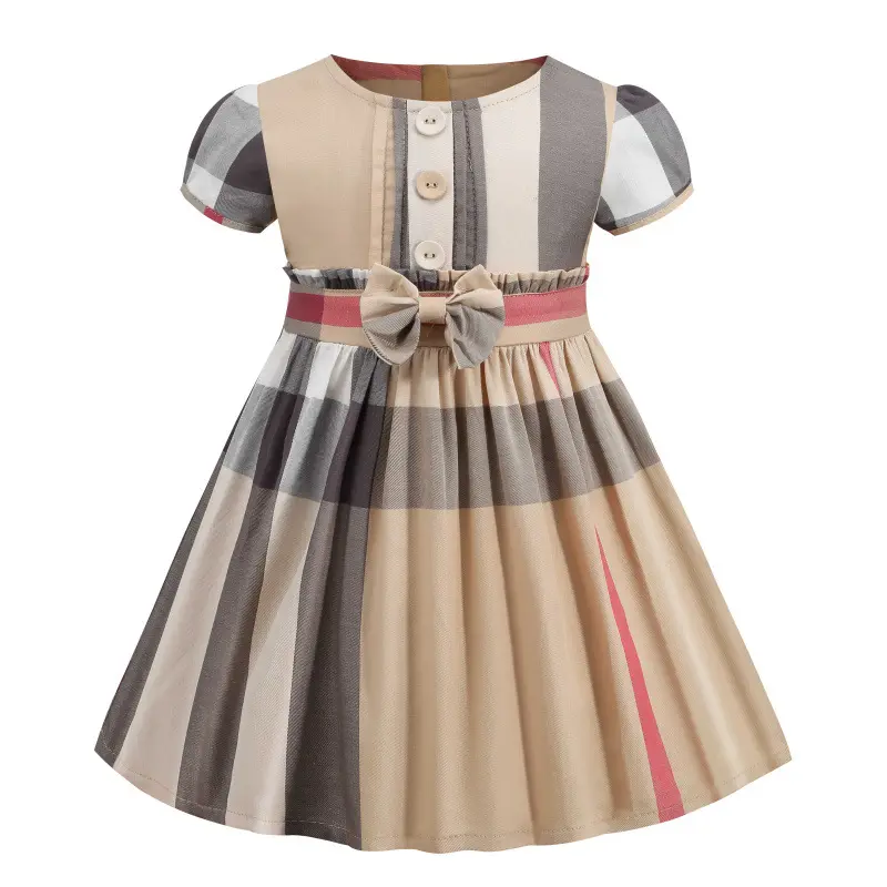 New Designer Plaid Kids Clothing 6 to14 years Girl Dresses Famous Brand Party Dress Luxury gown for girls