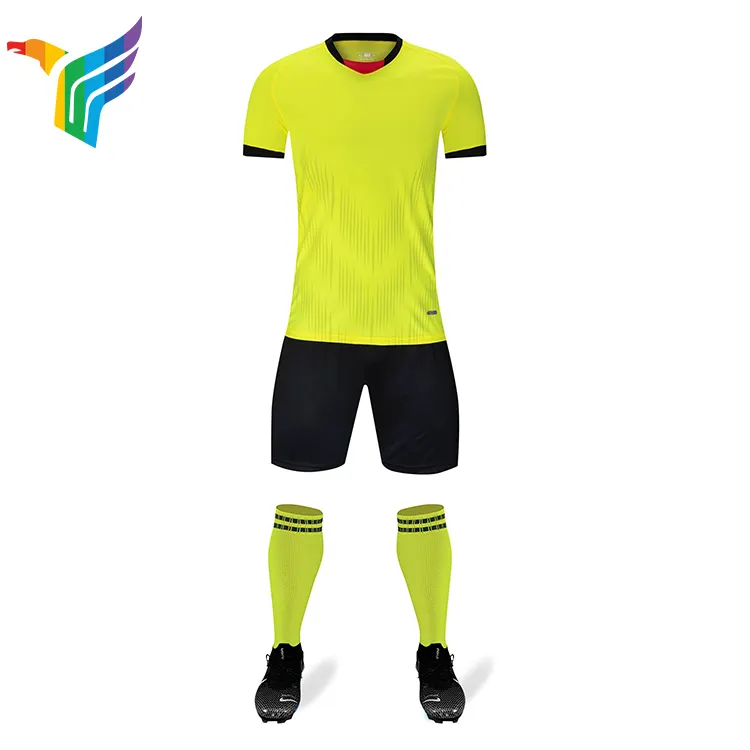 Jugend leuchtend gelbe Farbe Sublimation Flugzeug Fußball Trikot