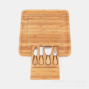 Bamboo Cheese Board <b>Set</b> With Knives <b>Square</b> Cutting Board For Serving Cheese And Snacks Durable Hand Wash Only - Product Image 3