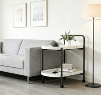 Table basse moderne de style nordique, durable, petite, mobile, table d'appoint pour canapé avec rangement sur roulettes pour salon, en bois