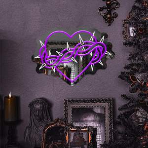 <span class=keywords><strong>Thorn</strong></span> Heart Mirror Neon Sign Décoration de miroir gothique avec éclairage réglable Lumières de miroir de maquillage pour la maison et la salle de bain - Product Image 6