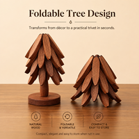 Sous-plat pliable moderne en bambou, résistant à la chaleur, protection de table, motif sapin de Noël, pour cuisine et salle à manger