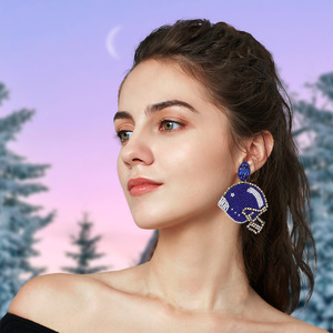 Boucles d'oreilles Sport d'équipe de Football pour femmes faites à la main plaqué or clouté perles de rocaille goutte Design jeu jour fête - Product Image 4