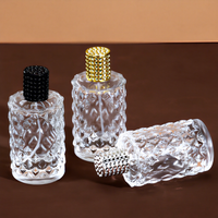 Flacon pulvérisateur en verre cylindrique à col serti de 50 ml et 100 ml avec atomiseur à bouchon doré pour parfum, fragrance et huile parfumée