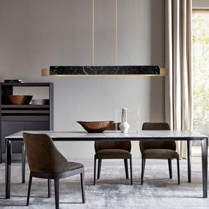 Lustre de restaurant de luxe postmoderne à hauteur réglable, luminaire minimaliste en marbre, style nordique pour table à manger à domicile - Product Image 2