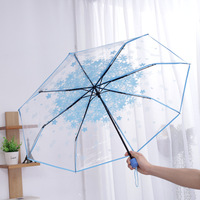 Paraguas Plegable Transparente, Paraguas de Moda para Estudiantes, Estilo Masculino, Paraguas de Plástico para la Lluvia, Parapluie Reforzado