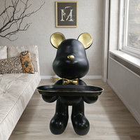 Ornements de sol personnalisés grand ours violent accessoires pour la maison ours avec plateau Statue maison résine artisanat taille réelle Sculpture animale