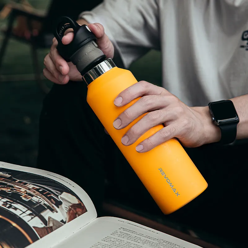 Botella de agua aislada al vacío sin torsión RevoMax, frasco aislado sin tornillos, vasos de acero inoxidable, termo de viaje para café