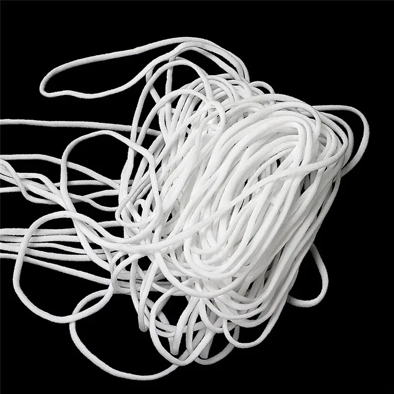 Factory Price 3mm Cotton Ear Loop Rope Roll Round Earloop Elastic Cord