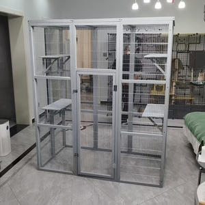 <span class=keywords><strong>Cage</strong></span> d'élevage de chat et de chien de luxe épissage Pigeon clôture pour animaux de compagnie en bois massif avec fermeture à bouton Super espace libre chat Villa - Product Image 4