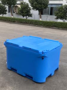 Contenedores de pescado aislados rotomoldeados de 1000l, contenedor de mariscos apilable, caja enfriadora resistente para almacenamiento y transporte de alimentos fríos - Product Image 6