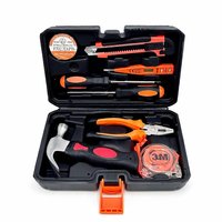 Kit d'Outils à Main OEM en Acier Carbone 1,2 kg avec Mallette de Rangement Moulée par Soufflage pour Usage Domestique