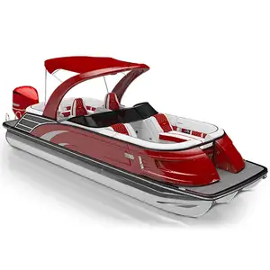 2024 Neue Trends Luxus-Pontonboote Aluminium Partyboot mit Bimini und Motor