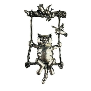 Broche de pájaro oscilante de gatito Vintage, alfileres de joyería bonitos - Product Image 3