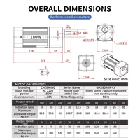 Moteur à engrenages micro AC 180W à vitesse contrôlée avec régulateur de vitesse 220V/380V monophasé miniature pour pompes à perfusion