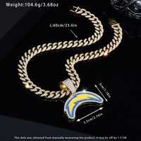 Kalung Hip Hop Aksesoris Pesta Rantai Bambu Berbahan Zirkon Buatan Laboratorium, Desain Tim NFL Los Angeles Lightning, Model Lintas Batas