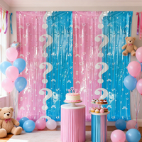 Rideau à franges métalliques bleu et rose pour révélation du sexe, décoration suspendue pour fête de bébé