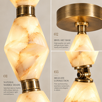 Lustre moderne de luxe en albâtre à anneaux multiples, cadre en laiton, couleur personnalisée pour hall d'hôtel, escalier, plafond haut, projet d'aménagement intérieur