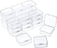 Petite boîte de rangement en plastique, boîtes organisatrices de perles, boîte de rangement transparente carrée à couvercle à charnière pour petits objets, bijoux, artisanat