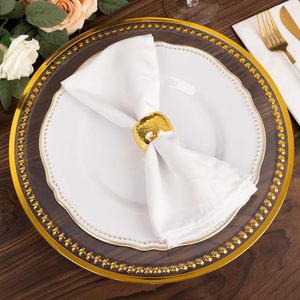 13-Inch Modern Clear Gold Beaded Glass Charger <strong>Plate</strong> Eco-Friendly Wedding Dinner <strong>Plate</strong> <strong>Decorative</strong> for Party - Product Image 4