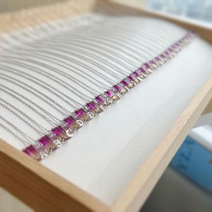 Collier pendentif alphabet 26 lettres en argent sterling avec zircone 5A et cristal violet dégradé, bijoux fins pour femmes Dylam - Product Image 4