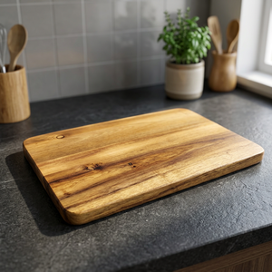 Planche à découper en bois marbré artisanale, rectangulaire, durable, moderne, résistante aux lave-vaisselle, de la marque BS INTERNATIONAL. - Product Image 1