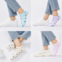 Chaussettes courtes pour femmes personnalisées OEM ODM en gros, en coton doux, avec imprimé mini-fleurs, chaussettes basses quotidiennes pour dames