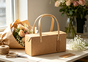 Long Eco-Friendly High-End Kraft Paper Handle Gift Box Thick Cardboard Fixed Metal Rivets Die Cut Design Four-Color Printing - Product Image 4