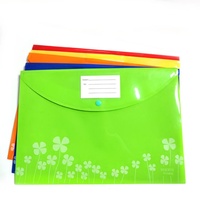 Bolsa para Documentos de PVC Impermeable con Diseño Floral Multicolor Impreso con UV, Cierre de Botón a Presión, para Estudiantes