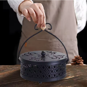 Boîte à spirales anti-moustiques rétro portable ronde anti-brûlure en fer avec couvercle pour la maison et l'extérieur - Product Image 2