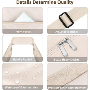 กระเป๋าออกกำลังกายแบบ 2 ชิ้น OEM/ODM สำหรับผู้หญิง กระเป๋าสะพายขนาดใหญ่พร้อมกระเป๋าเครื่องสำอางแบบถอดได้ รับทำโลโก้ตามสั่ง - Product Image 3