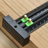 Règle de traçage en T en alliage d'aluminium de précision 190/380 mm pour le travail du bois, avec aiguille en acier, couleur noire industrielle, DIY ODM OEM