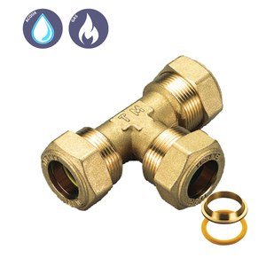ข้อต่อทีออฟ10x10x10พร้อมอุปกรณ์หมุนโอริงสีเหลือง - Product Image 1