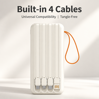 Nouvelle batterie externe portable haute capacité 30000 mAh avec charge rapide 22,5 W, câbles intégrés et écran LED, lumière d'urgence, ODM OEM
