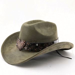 Chapeau de cowboy occidental tendance en daim végétalien avec large ceinture thermique – Collection Automne Hiver 2025 - Product Image 3