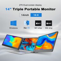 Extenseur d'écran d'ordinateur portable 14 pouces, 1 câble pour 3 écrans, avec écran 1080P, compatible avec Windows et Mac