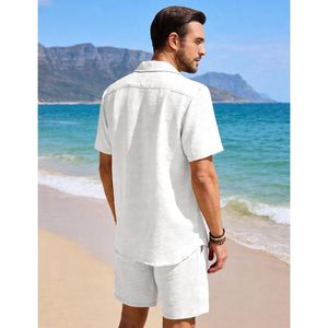 Ensemble d'été 2 pièces pour homme FOXA : Chemise boutonnée en coton et short respirant pour la plage et la détente - Product Image 3