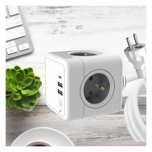 French FR France Standard Cube Socket Portable Power Socket Convenient for Travelling Power Strips with 3 USB with Switch - Product Image 4
