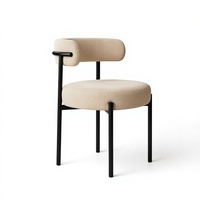 Chaise de salle à manger moderne de luxe léger, rembourrée en bouclette, dossier rond, structure métallique, pour la maison, le restaurant, le salon