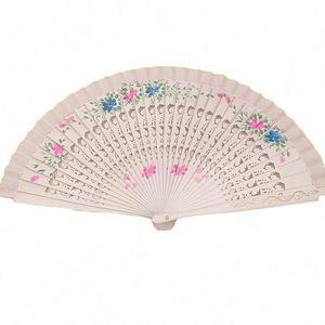 Éventail en bambou massif traditionnel espagnol, couleur unie, motif ange sculpté, design classique, éco-responsable, pour le Nouvel An chinois - Vente en gros - Product Image 5