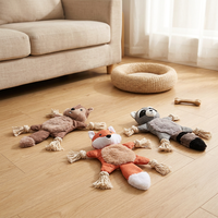 Jouet en peluche couineur pour chien, renard, écureuil, animal à mâcher et à lancer avec corde pour l'entraînement et le jeu des animaux de compagnie